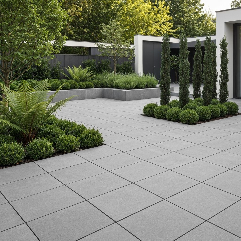 Modern garden design with paving